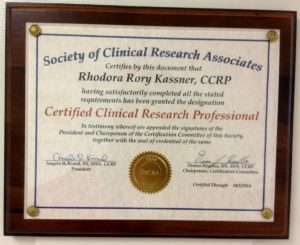 Certificate of a Clinical Research Professional..